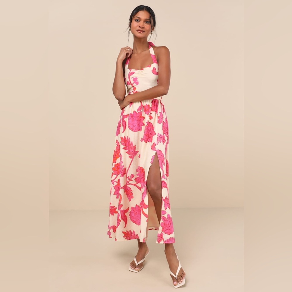 Lulu's Pink Floral Maxi Dress - Picture 3 of 5